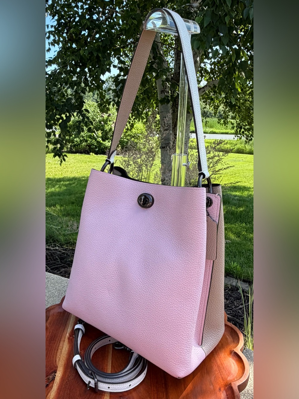 Coach Charlie Bucket Bag Tote Colorblock Pebble Leather Like New - Picture 17 of 17